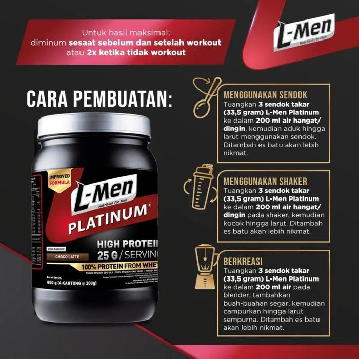 L-MEN LMEN PLATINUM WHEY PROTEIN 800 GRAM 21 SERVING - SUPLEMEN FITNESS WHEY CONCENTRATE WITH