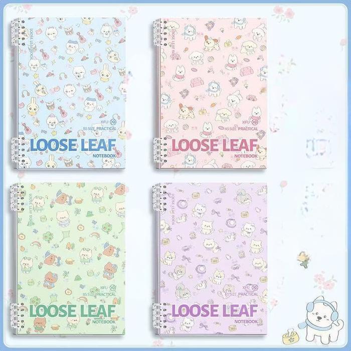 Binder Note Book A5/B5 Spiral Notebook Warna Pastel Soft Cover Motif Animal Bear Lucu Buku Binder