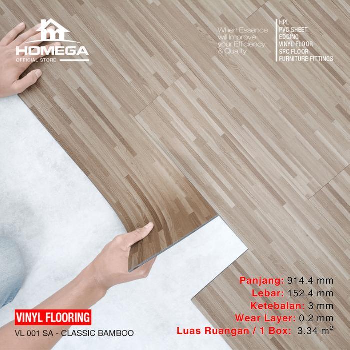 HOMEGA VINYL Flooring - Lantai Kayu Parket Parkit Parquet Stiker - Tekstur Wood Classic Bamboo - 1
