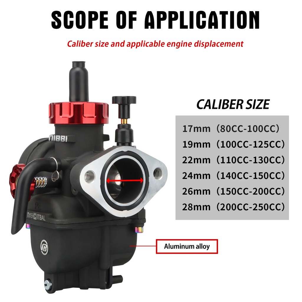 NIBBI 2T 4T Carburetor PE17 19 22 24 26 28mm Flange Motorcycle racing parts for HONDA YAMAHA KAWASAK
