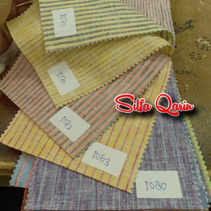 Kain Katun Linen Pure Salur / Bahan Pure Linen Salur Import