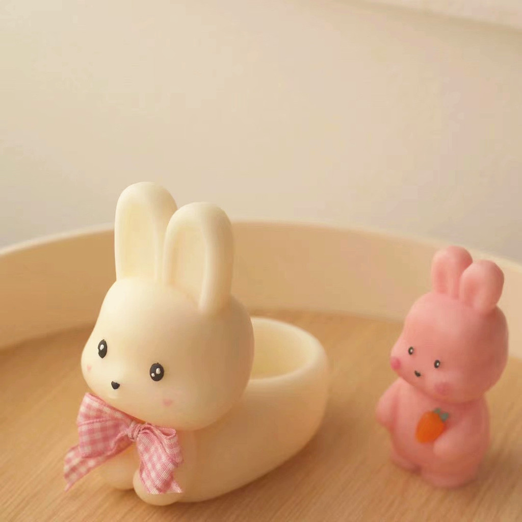 Ins Tempat Lilin Kelinci Cetakan Silikon untuk Semen DIY Tempat Lilin Natal Membuat Perlengkapan Orn