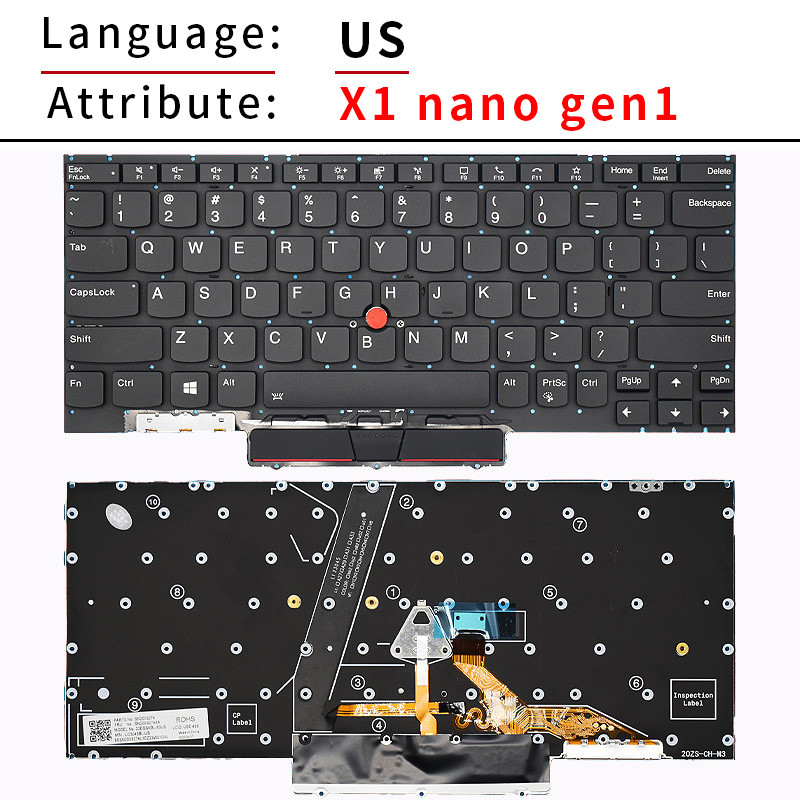 Replacement US/RU Russian Laptop Keyboard For Lenovo ThinkPad Lenovo X1 nano gen1 X1 nano gen2 With