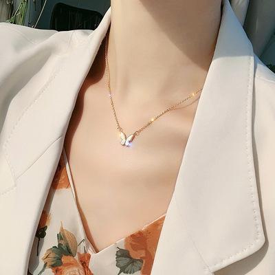 Kalung Wanita Korea Kupu-kupu Emas Mutiara