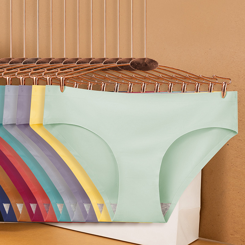 Warmsteps Seamless Women'S Panties Silk Satin Breathable Underwear Solid Color Comfortable Briefs