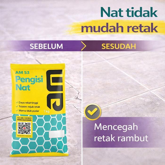 * Tirta Bangunan Paket Bundling AM 53 & AM 54 Nat Cairan Tidak Mudah Retak Tahan Lama Kuat 1 kg +