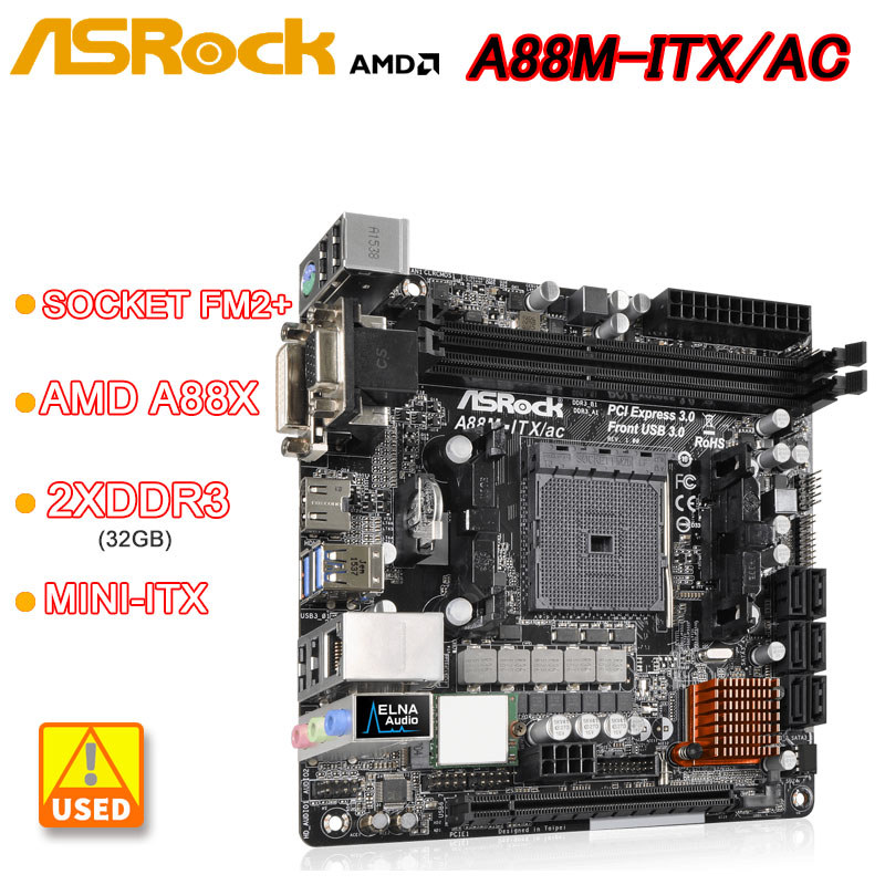 ASRock A88M-ITX/ac Mini-ITX Motherboard AMD A88X DDR3 32GB 2400+ M.2 Socket FM2+ support A10 AD 7800