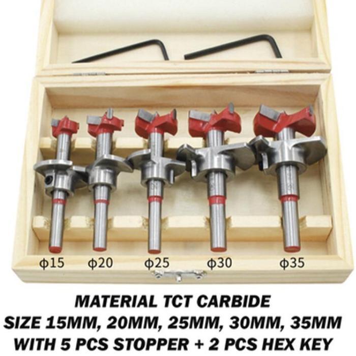 PROMO MATA BOR ENGSEL SENDOK SET 5 PCS HINGE BORING DRILL FORSTENER BIT TCT