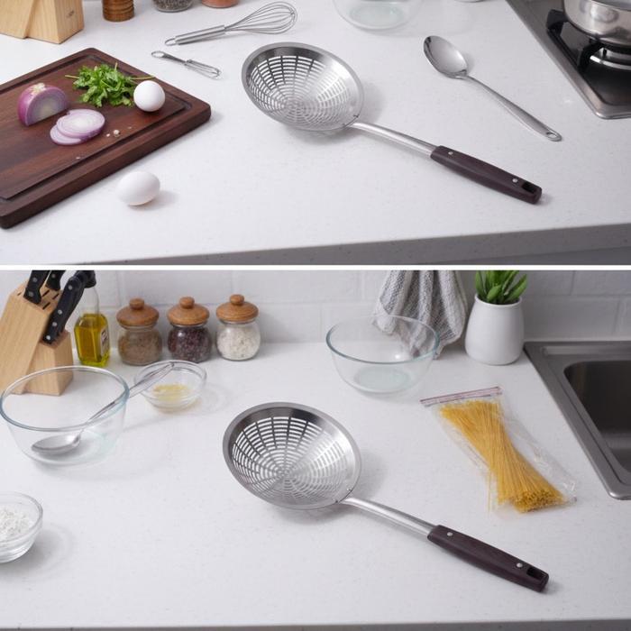 Saringan Gorengan Gagang Kayu, Dapur, Alat Masak Serok