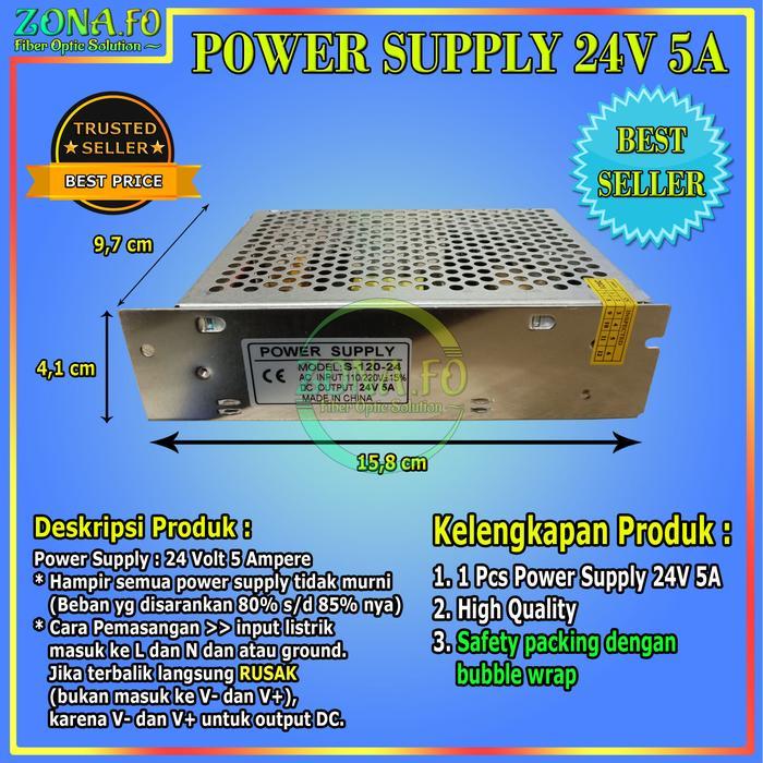 Power Supply 24V 5A PSU 24V 5A Switching Power Supply Jaring 24V 5A