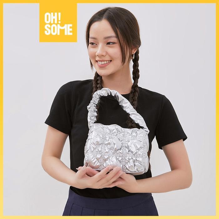 OHSOME - Egradable Puffy Design Underarm Bag Tas Wanita Warna Hitam/Putih/Silver/Pink