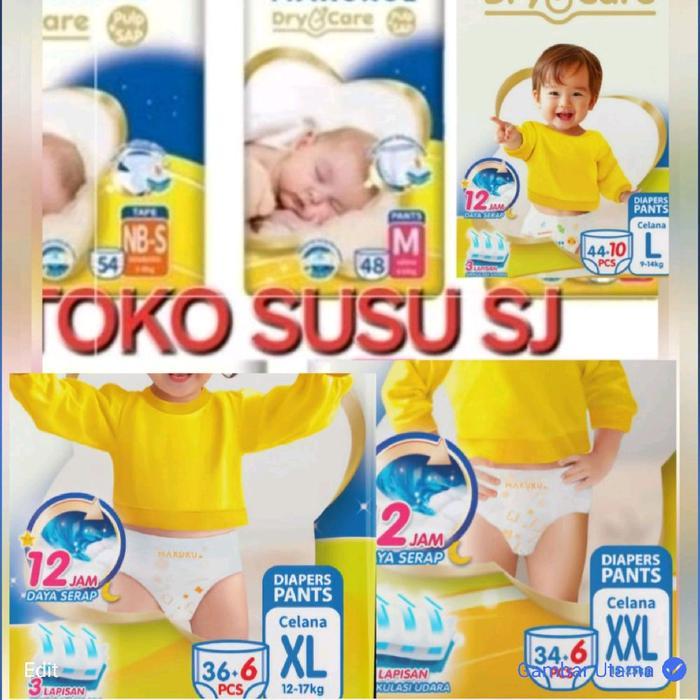Terbaru Best Quality 100% Original Makuku Dry Care Tape Pants Jumbo Nb54 M48 +10 L44 +10 Xl36 +6