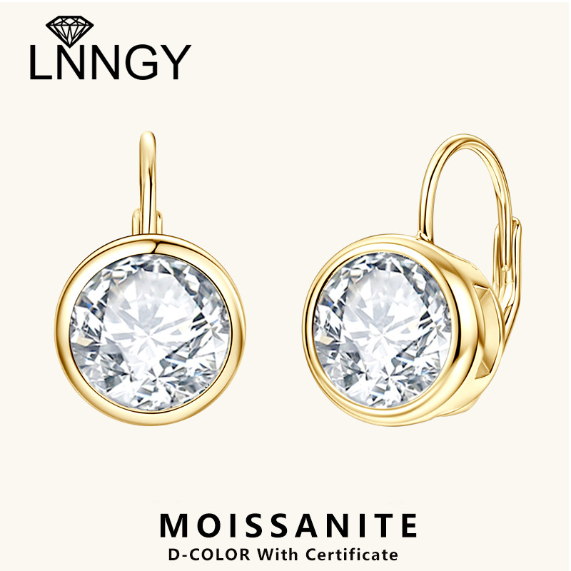 Lnngy Brinco Prata 925 Sterling Silver Hoop Earrings For Women Certified 6.5MM/8MM Moissanite