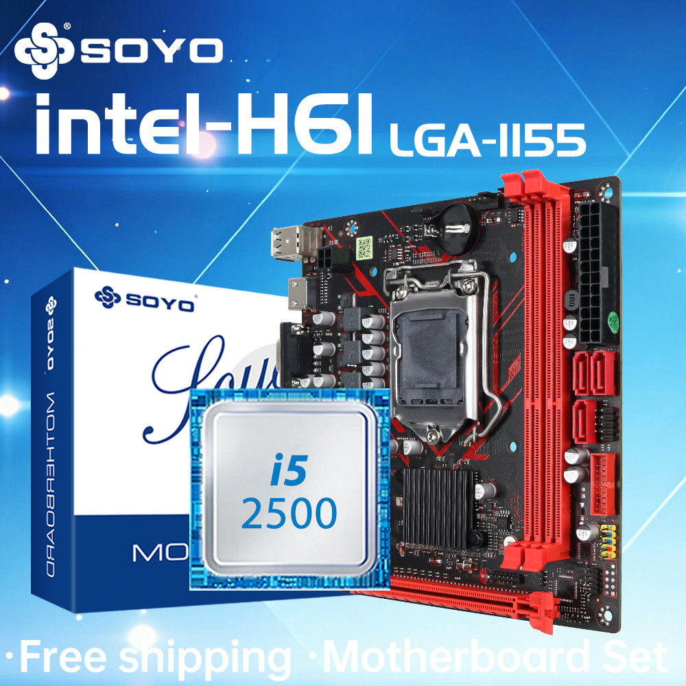 SOYO H61 Gaming Motherboard Kit with Intel LGA1155 CPU i5 2500 DDR3 Memory M.2 SATA Desktop Computer