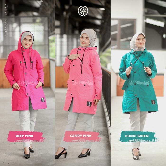 Hijacket - Jaket Hijaber Ixora Jaket Wanita Panjang Outerwear For Hijaber Muslimah Jaket Parasut