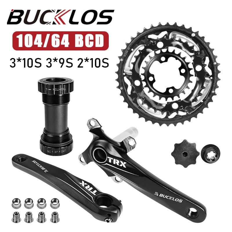 STOK TERBATAS  BUCKLOS Bicycle Crankset 3 Speed 104/64BCD Bike Cranksets 170mm Integrated Aluminum A