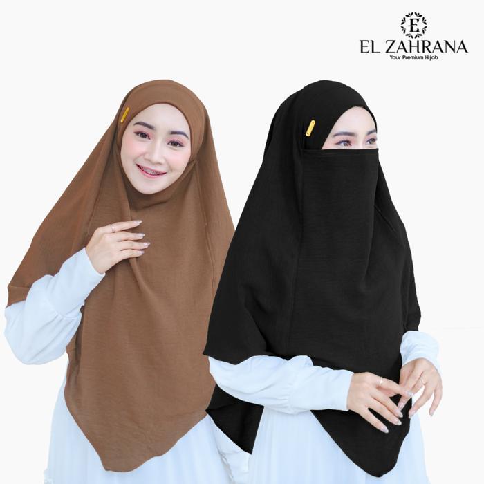 ORIGINAL El Zahrana Zahwa Khimar Syari set cadar Cringkle flow Jumbo Hijab Instan Terbaru Cantik