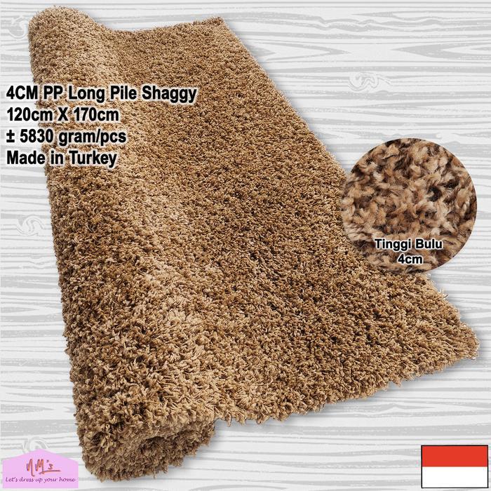 Karpet Shaggy Polypropylene Polos Turki Bulu Panjang Halus Tebal Nms