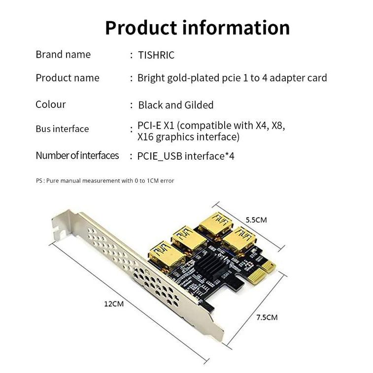 Pcie Splitter Pcie X1 To 4 Usb3.0 Mining Riser Adapter