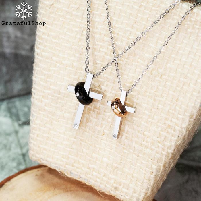 Kalung Salib Cincin Pasangan/ Kalung Cross Ring Couple Ss Hot-R110126B