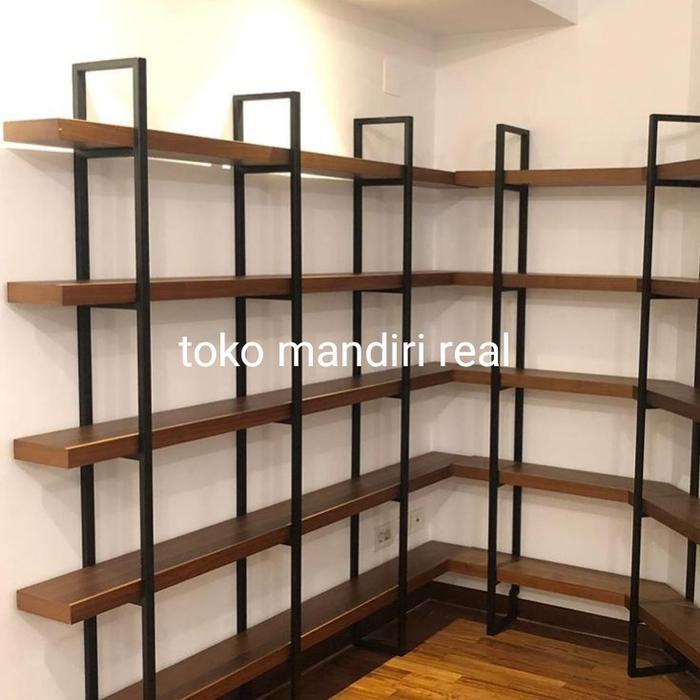 rak kayu besi /rak sepatu/rak tas/rak distro 190x20x170