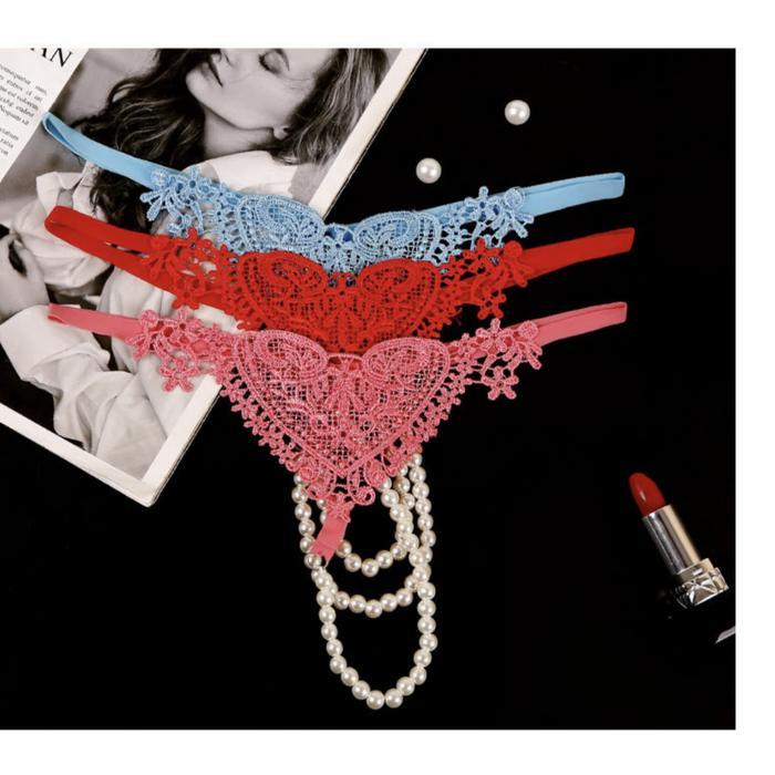G String Wanita Sexy Hot Mutiara V Thong G String Lingerie C1970