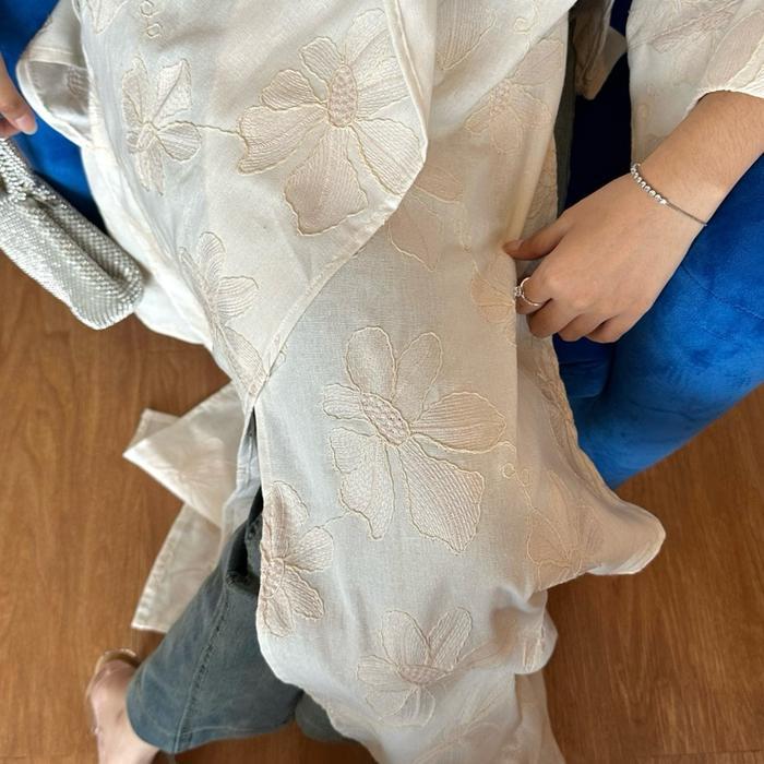 sherine abaya / abaya outer / abaya linen bordir / abaya chakira