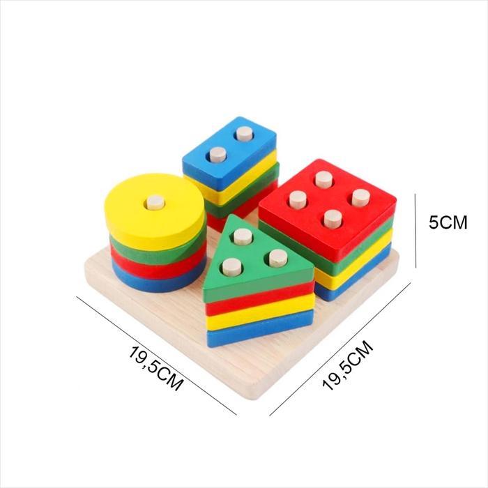 Mainan Block Puzzle Geometri/ Geometris Puzzle Kayu Block Kayu 1008