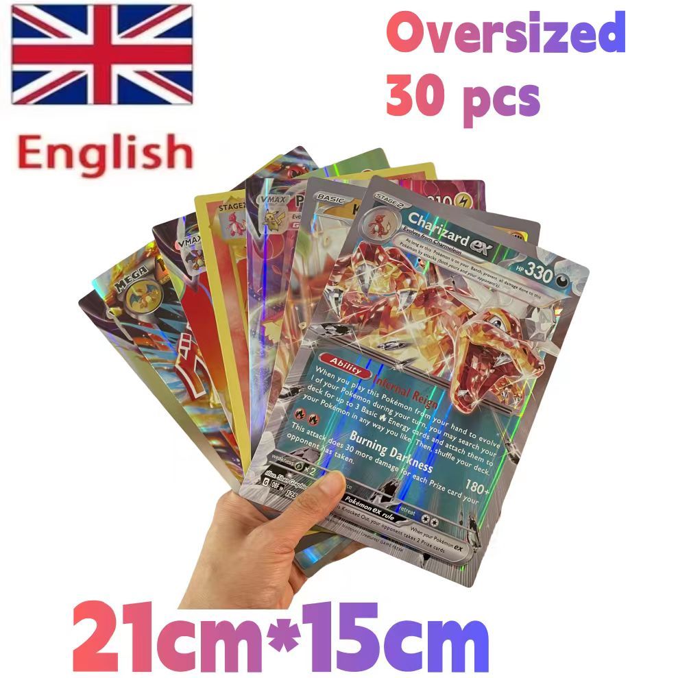 2024 Oversized Pokemon Cards 30Pcs Jumbo Letters Card Vmax Vstar GX Arceus Pikachu Charizard Super
