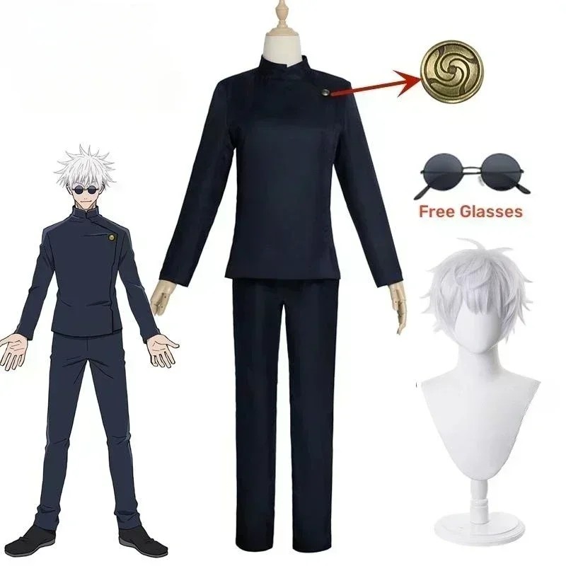 Anime Gojo Satoru Cosplay Uniform Jujutsu Kaisen Gojo Satoru Cosplay Costume High School Uniform Wig