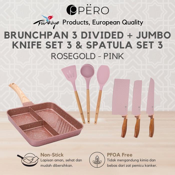 [CELYHOME PO FEBRUARI] Pero Bundling Brunchpan 3 Divide + Jumbo Knife + Spatula set of 3 -2