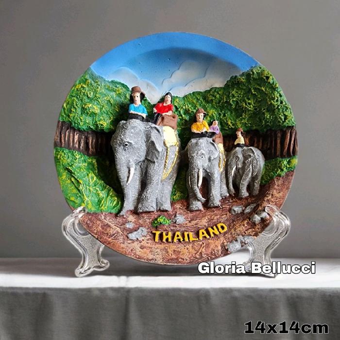 Ready pajangan piring gajah thailand dinding hiasan gantung negara bangkok