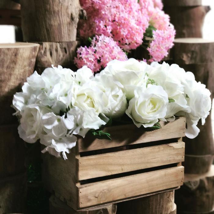 Dekorasi Vintage Vas Bunga Kayu Peti Kayu Crate Vase - Medium