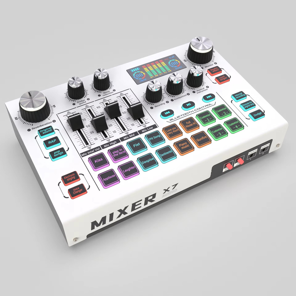 Live Streaming Sound Card X7 Voice Changer DJ Mixer Effects For PC Streaming Smartphone Computer