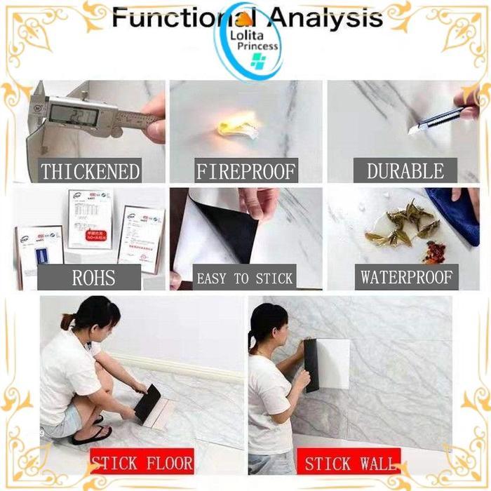 10pcs Wallpaper dinding VINYL Marble 30 x 30 cm / Lantai Vinyl Keramik Marbel Granit / Stiker Lemari