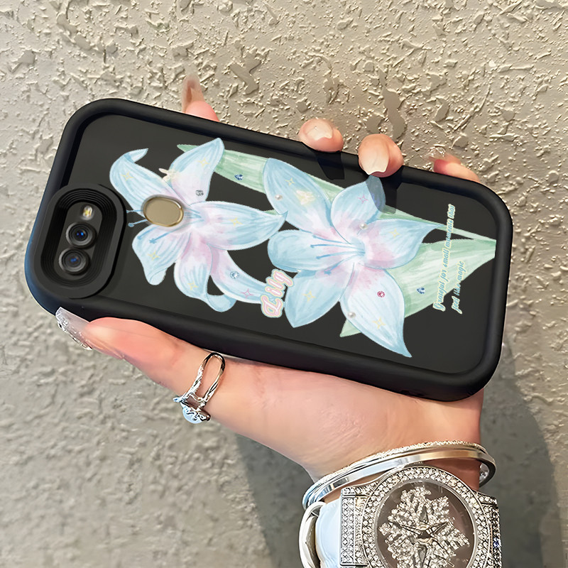 Casing Hp Untuk OPPO A7 OPPO A5s OPPO A12 OPPO A12S A11k Case Lukisan tangan lily biru muda Kasing S