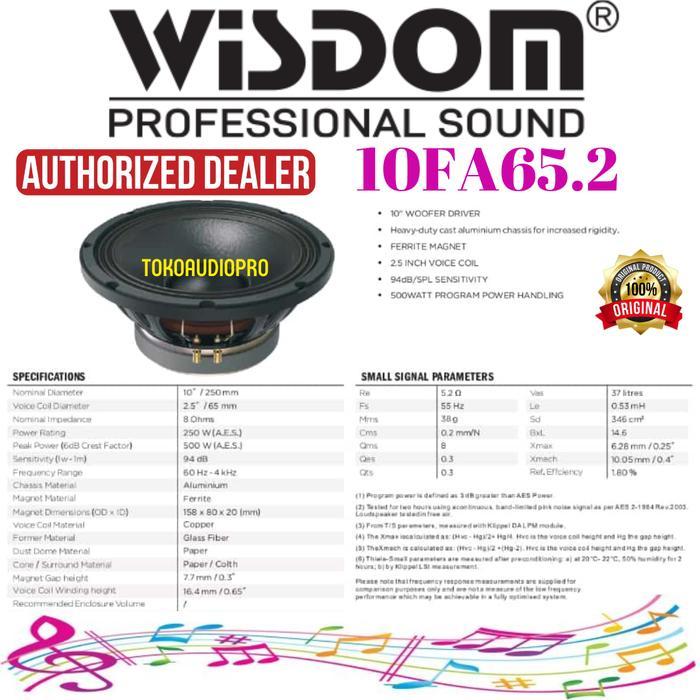 Wisdom 10Fa65.2 10 Inch Speaker Component Original Komponen Wisdom 10-Fa65.2 Co