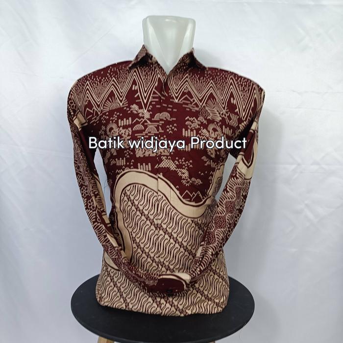 batik merah marun / batik couple ayah anak merah maroon premium ombak keris kencana