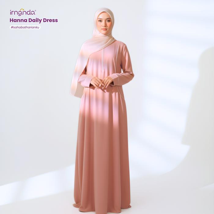 DISKON Irnanda Hanna Dress Gamis Polos Wanita Simple Kantong Wudhu Busui Friendly Ready stok