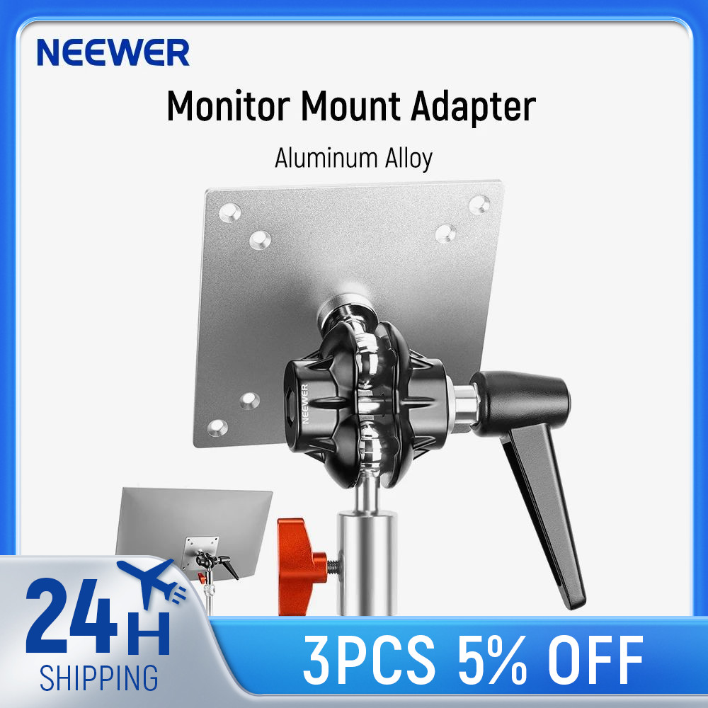 NEEWER Monitor Mount Adapter with VESA Mount, Adjustable Aluminum Alloy Light Stand Adapter Dual 360
