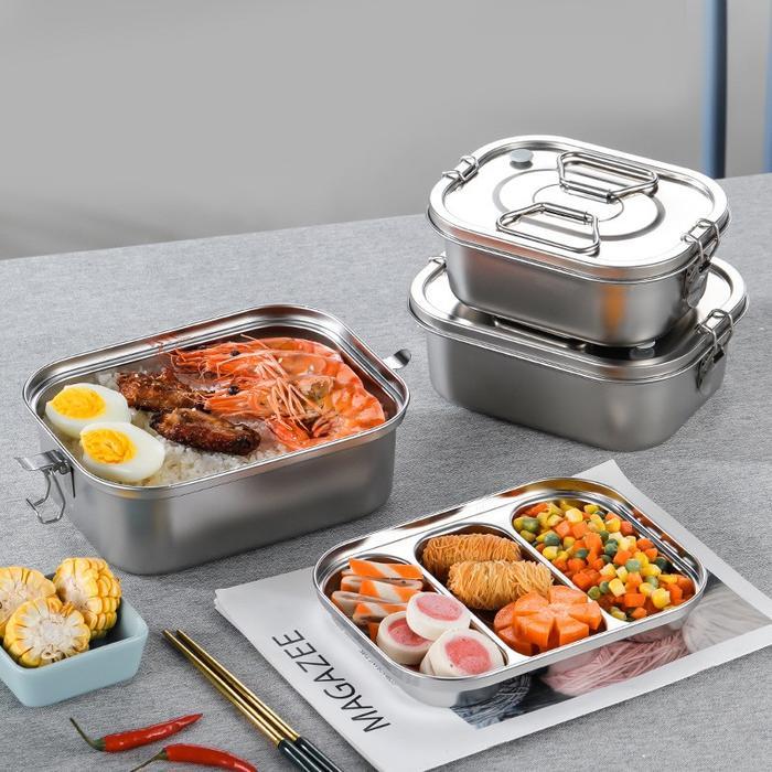 (PROMO RAMADHAN) KOTAK MAKAN BENTO STAINLESS STEEL TEMPAT BEKAL LUNCH BOX NASI PREMIUM TERMURAH