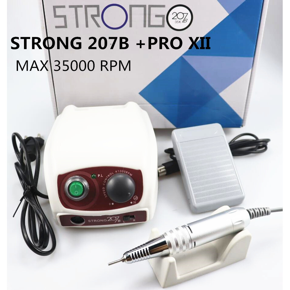 STRONG 210 /207 35000RPM Control Box & STRONG 210 PRO Micromotor Handpiece Electric Manicure Drill