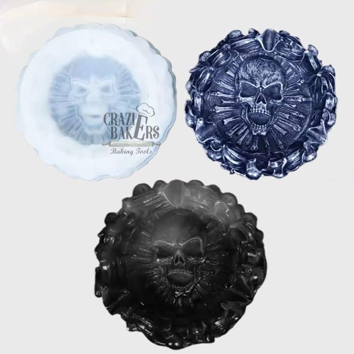 Cetakan Silikon Resin Mold Skull Ashtray - Asbak Tengkorak