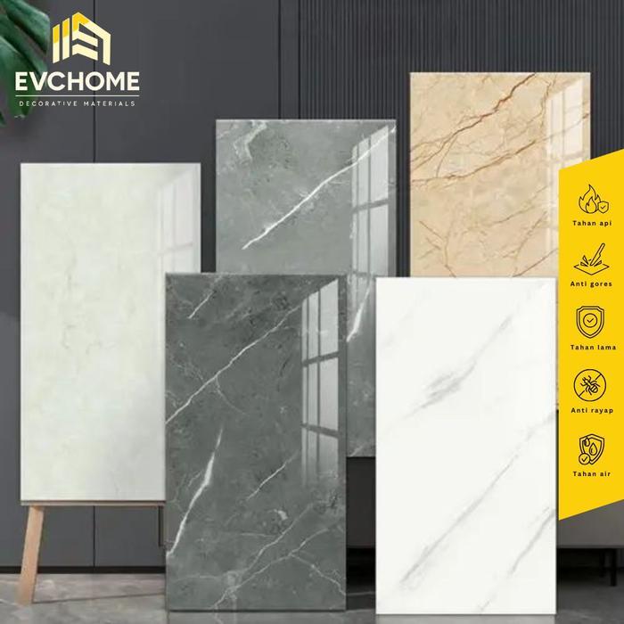. EVCHOME 60 cm X 30 cm Lantai Marmer Stiker / Marmer Vinyl Floor Sticker