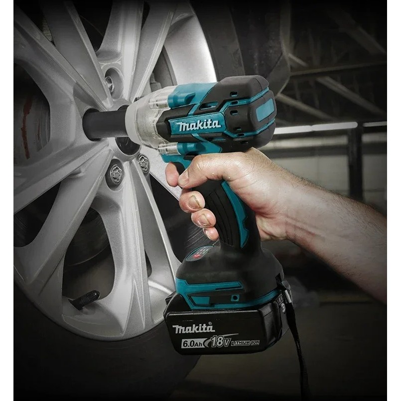 Makita DTW285 high torque impact wrench, wireless rechargeable handheld wrench, 18V lithium battery