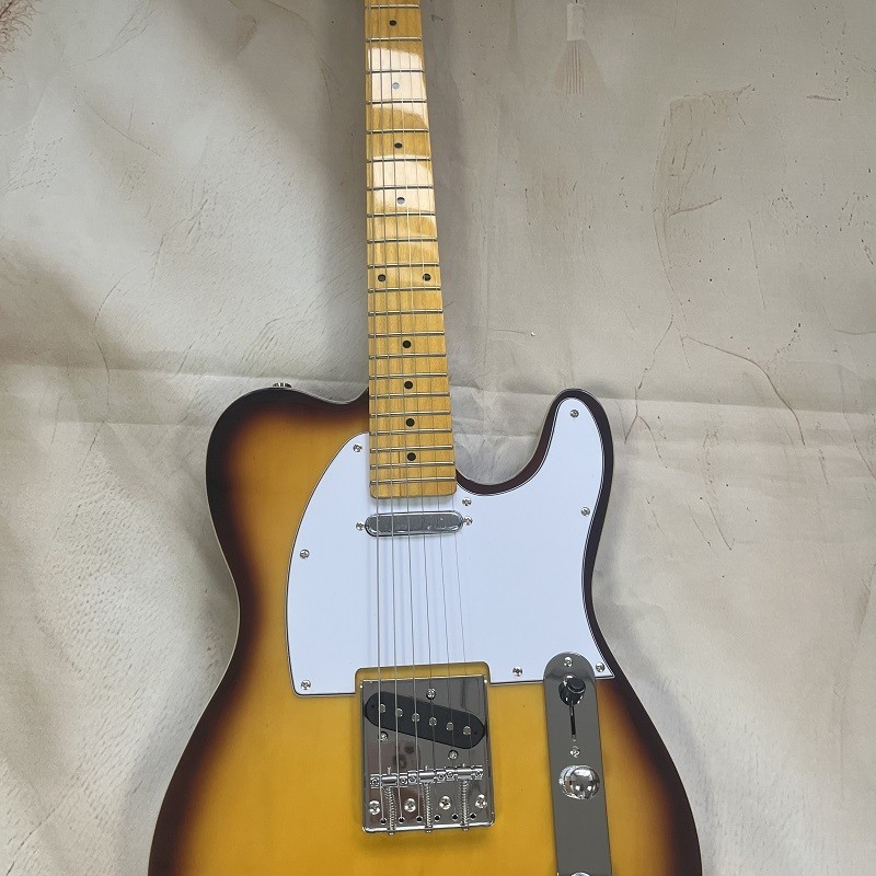 BEST 2025 Sunburst Guitar White Pickguard Maple Fingerboard