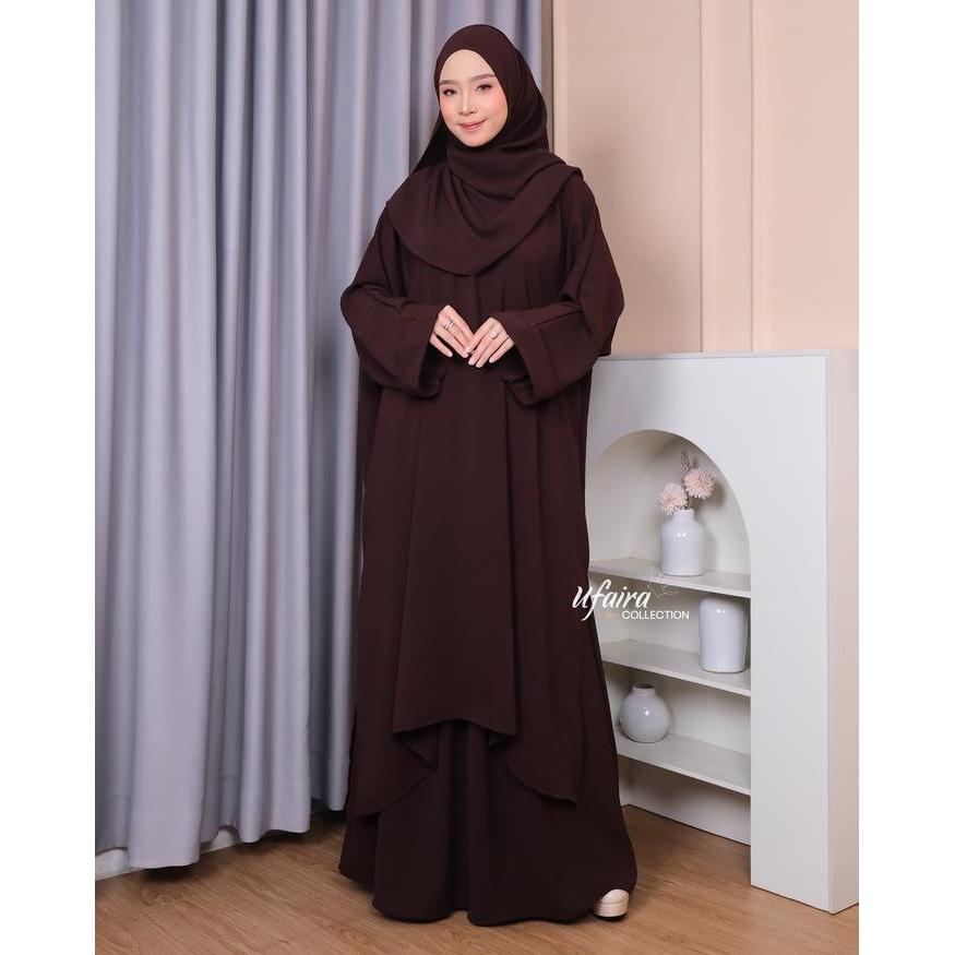Ufaira Collection~Set Malay Fatimah Setelan Wanita Terbaru Airflow Muslim Panjang Tunik Atasan Baju