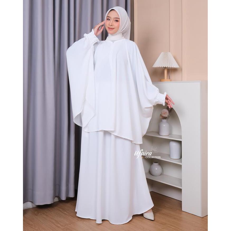 Ufaira Collection~One Set Rok Shabrina Bahan Shabrina Anti Uv~Terbaru Muslim Setelan Panjang Baju
