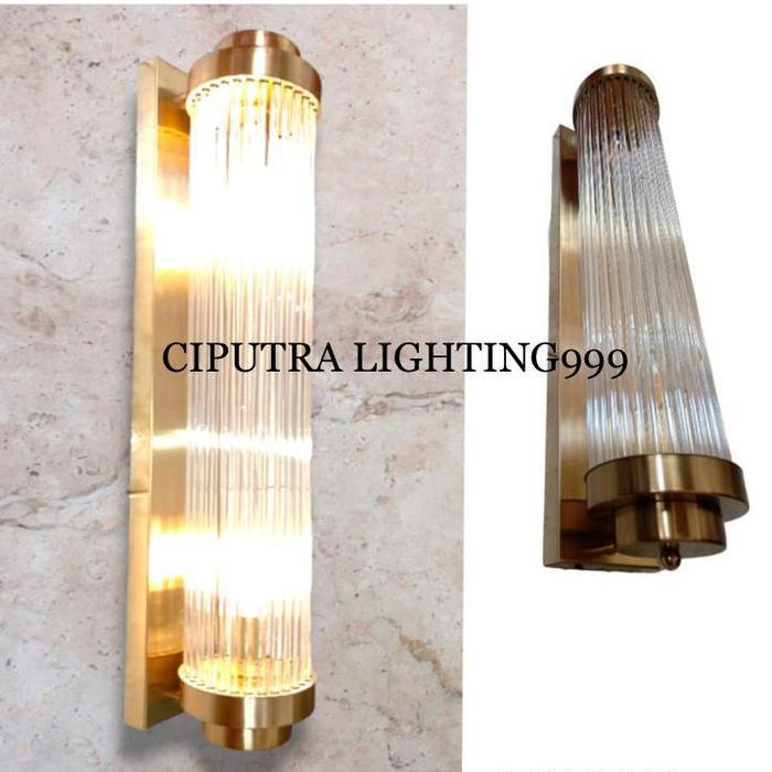 Lampu Dinding Hias Kristal Chandelier Minimalis Modern Ruang Tamu Kamar Tidur 2 Lampu Mewah Besi