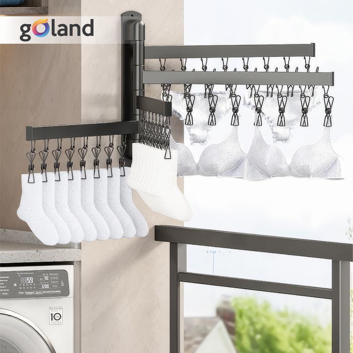 Goland Jemuran Baju Tempel Dinding Rak Jemuran Pakaian Lipat Rak Jemuran Tembok Jemuran Baju